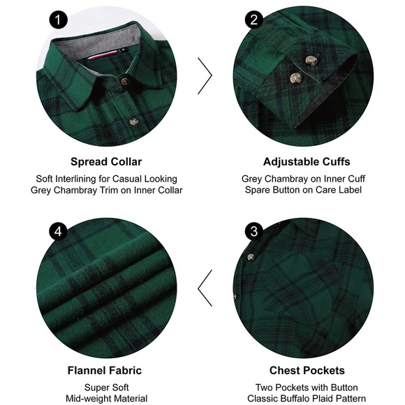 SAMERM Flannel Shirt Oversized Long Sleeve Button Down - Picture 3 of 6